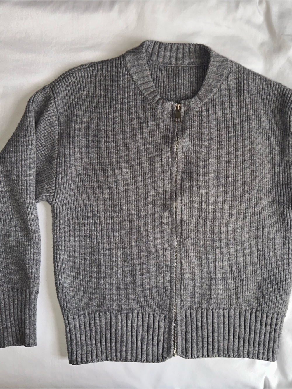 Source Unknown Gray Ribbed Zip Cardigan - Picture 2 of 4